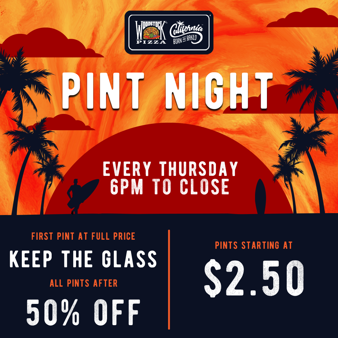 Pints & Pies all month long. Harland Brewing Co. is our featured brewery. Every Thursday 8pm to close. $2 Pints $3 slices.
