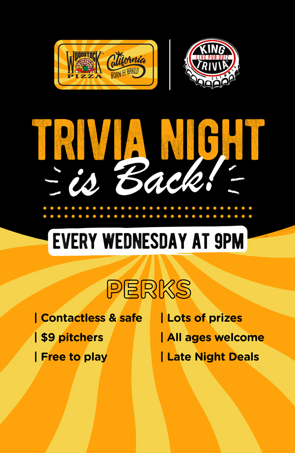 Trivia Night is back! Every Wednesday at 9pm